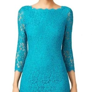 Diane von Furstenberg Zarita Lace Dress, Parakeet  Size 4